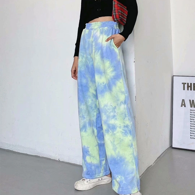 Women Fashion Elastic Waist Tie-dye Pants Ladies Stylish Pants