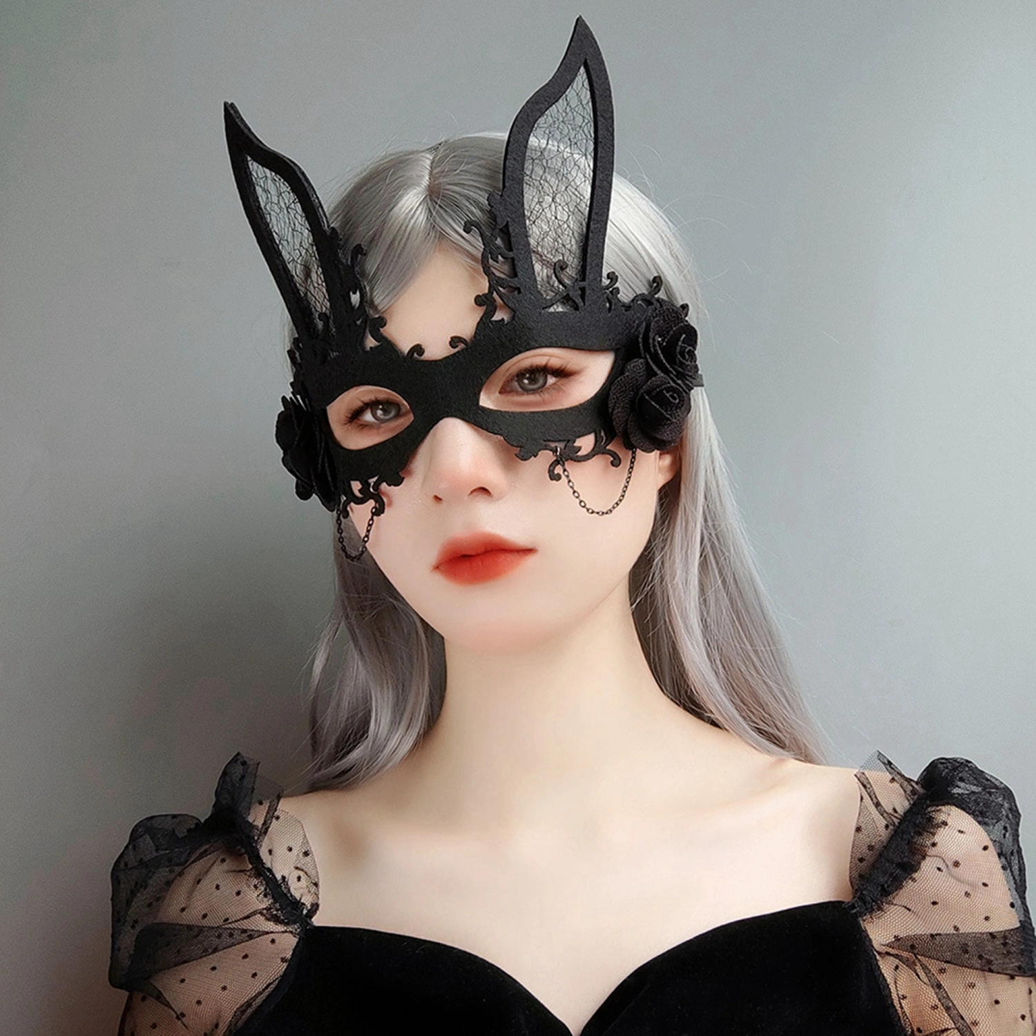 Women Masquerade Facewear Easter Bunny Facewear for Halloween Party
