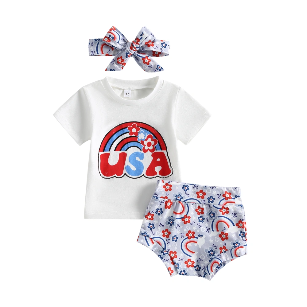 Independence Day Infant Suits T-Shirts Shorts Headband 3Pcs Sets