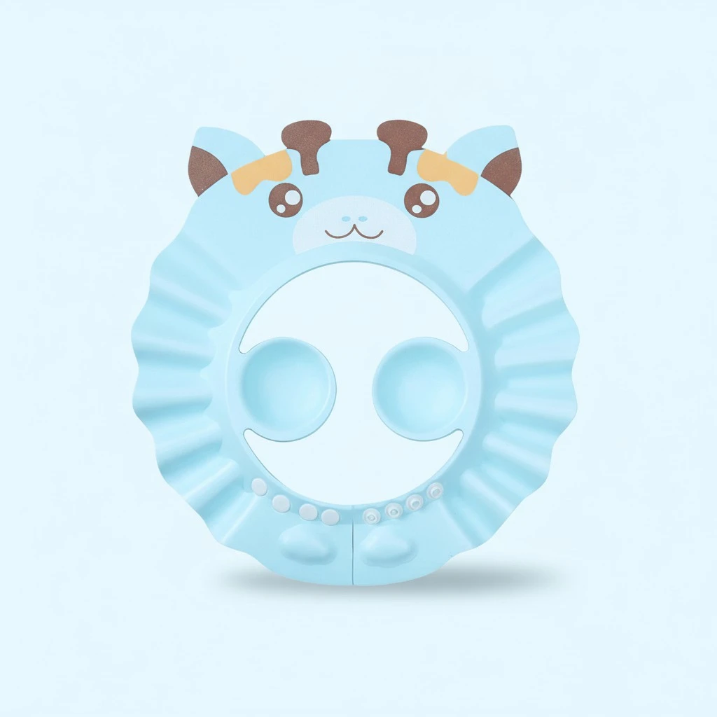 Baby Shower Cap with Enlarged Earmuffs Adjustable Cartoon Brim