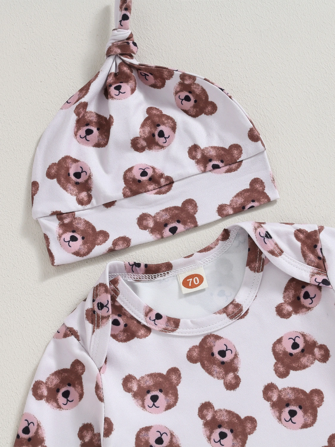 Newborn Baby Sleeping Bag with Hat, Bear Print Swaddles Blanket