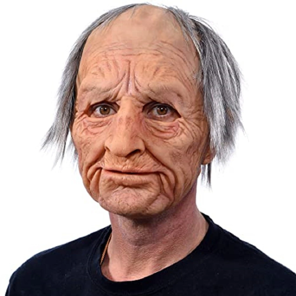 Old Man Woman Mask, Realistic Halloween Human Wrinkle Face Mask