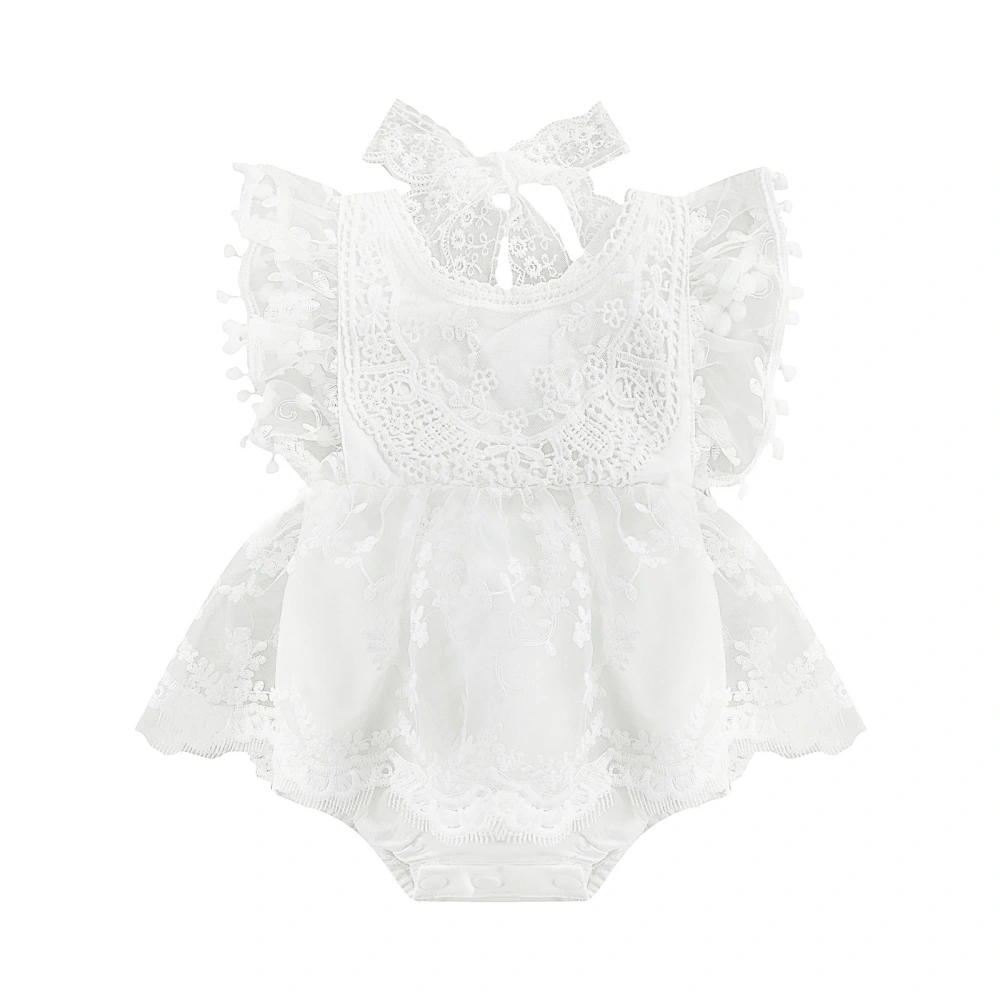 Summer Autumn Infant Romper, Baby Fly Sleeve Lace Tie Up Jumpsuit