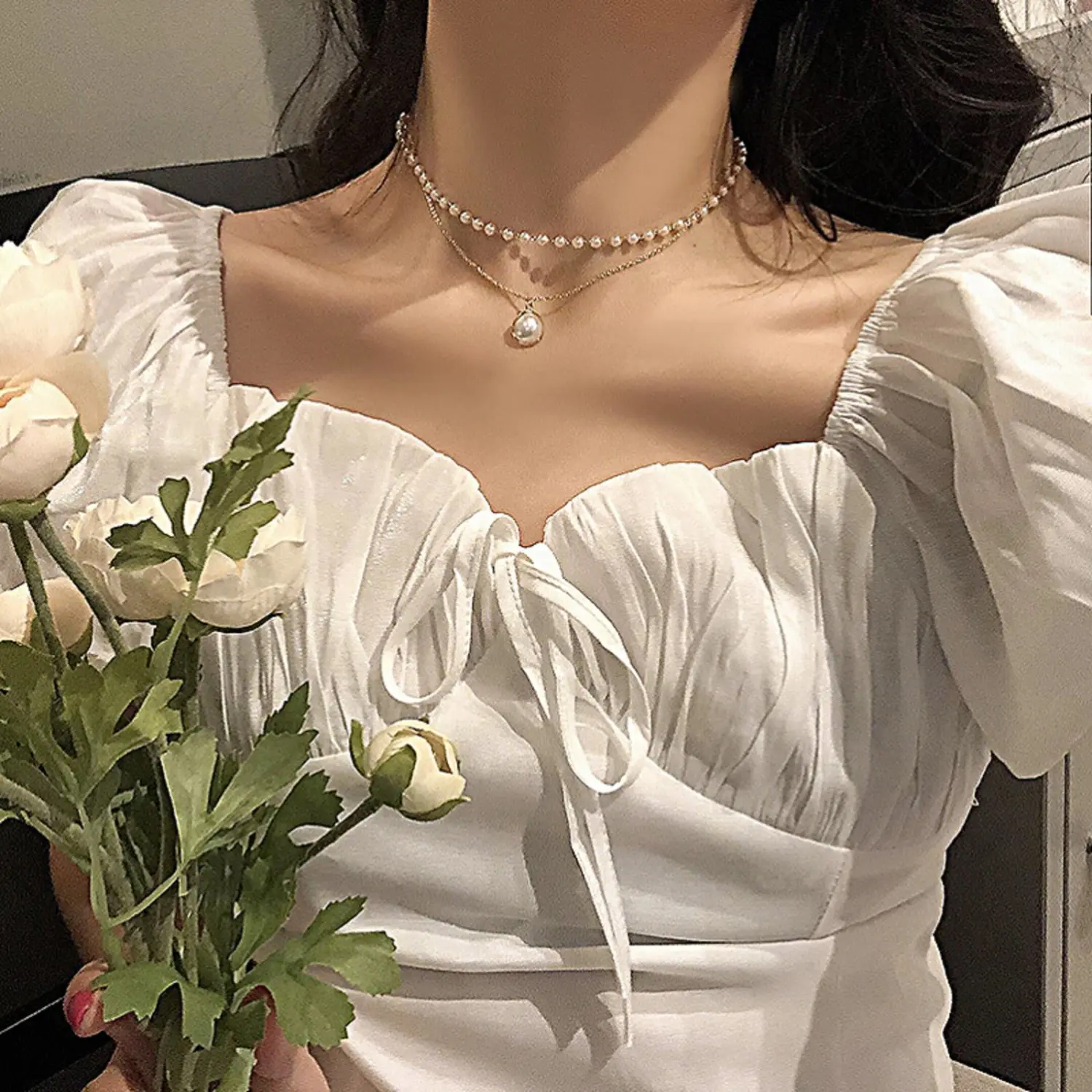 Pearl Necklace with Pendant, Neck Accessories with Adjustable Chain