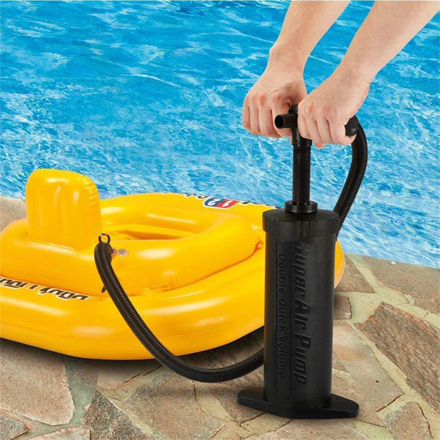 Hand Pump Portable Double Action Manual Air Pump for Swimming Ring 