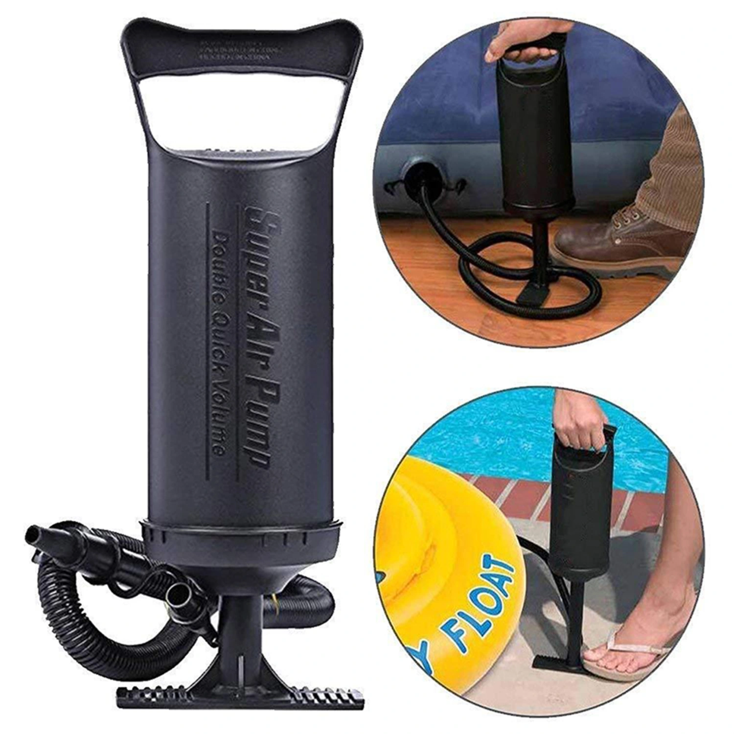 Hand Pump Portable Double Action Manual Air Pump for Swimming Ring 