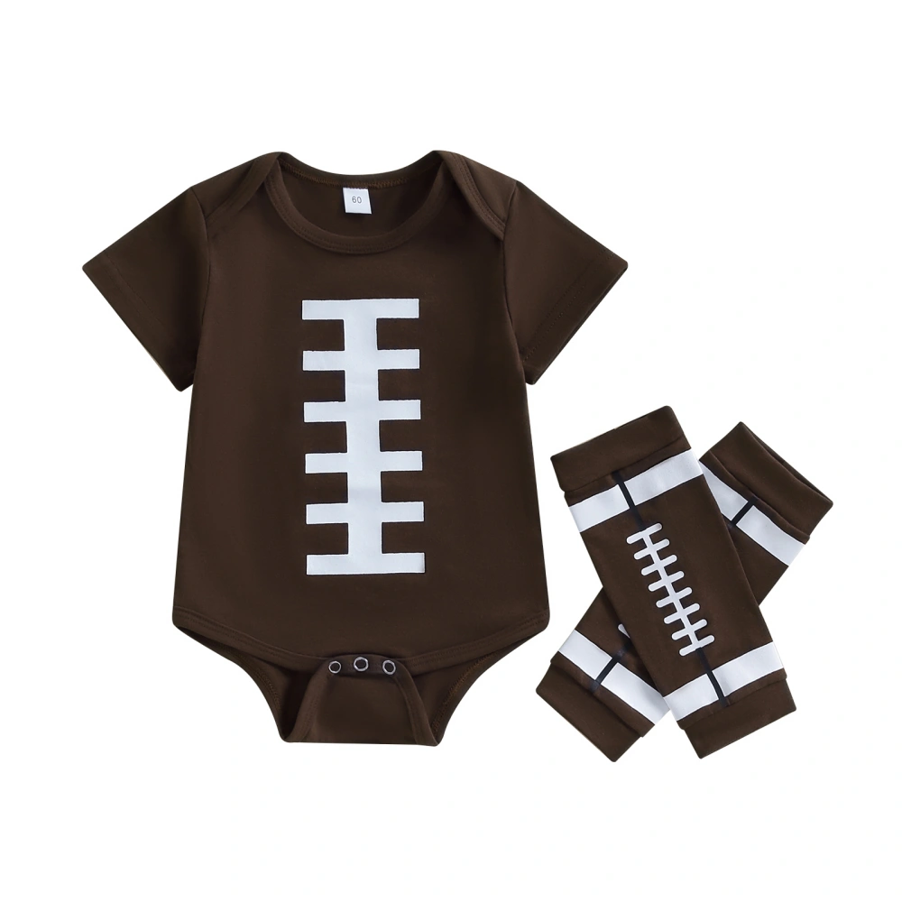 Baby 2Pcs Summer Outfits, Football Print Romper with Leg Warmers