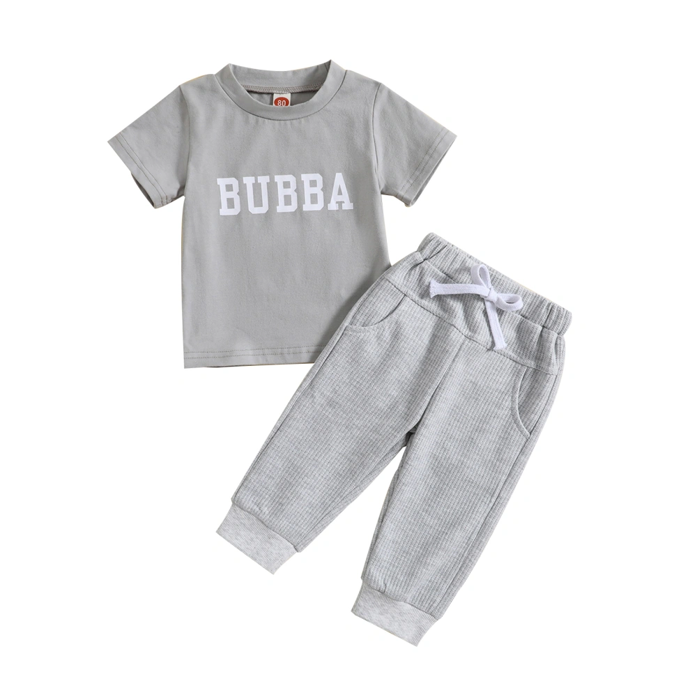 Infant Boy Summer Clothes Suits Letter Print T-Shirts Waffle Pants Set