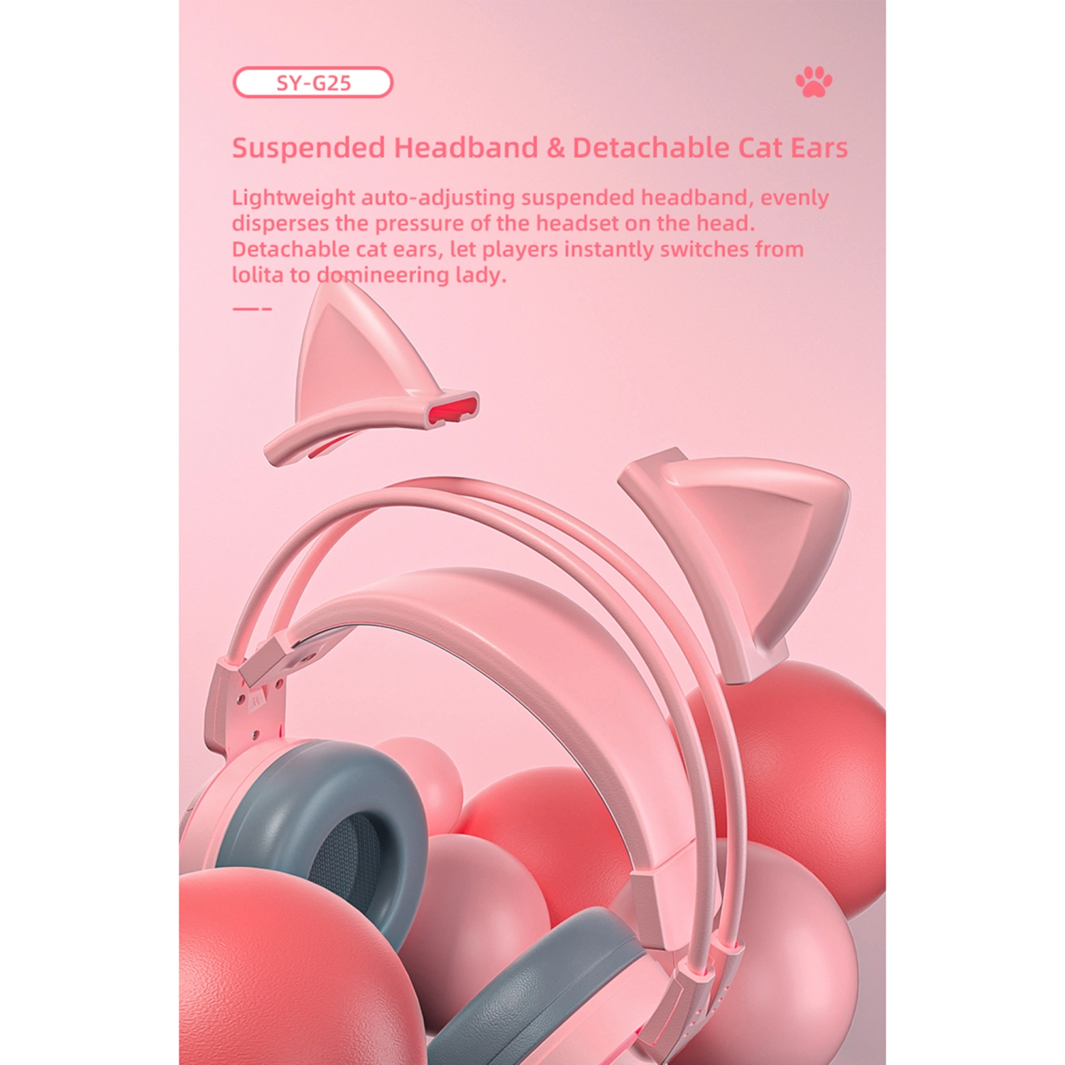Volume Control LED Lighting Headphones, Portable Size Wired Headsets