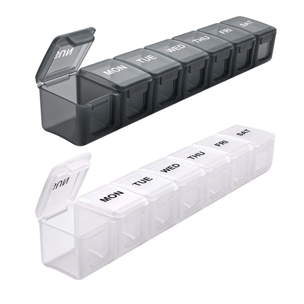 Pill Case, Letter Print Medicine Box Pill Box with Seven Compartments