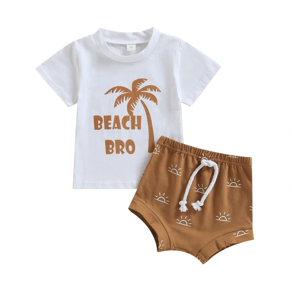 Baby Boy Summer Outfit Coconut Tree Print T-Shirt and Sun Print Shorts