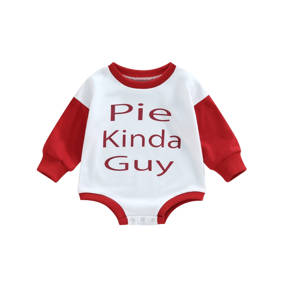 Newborn Baby Romper, Long Sleeve Round Neck Letter Print Bodysuit