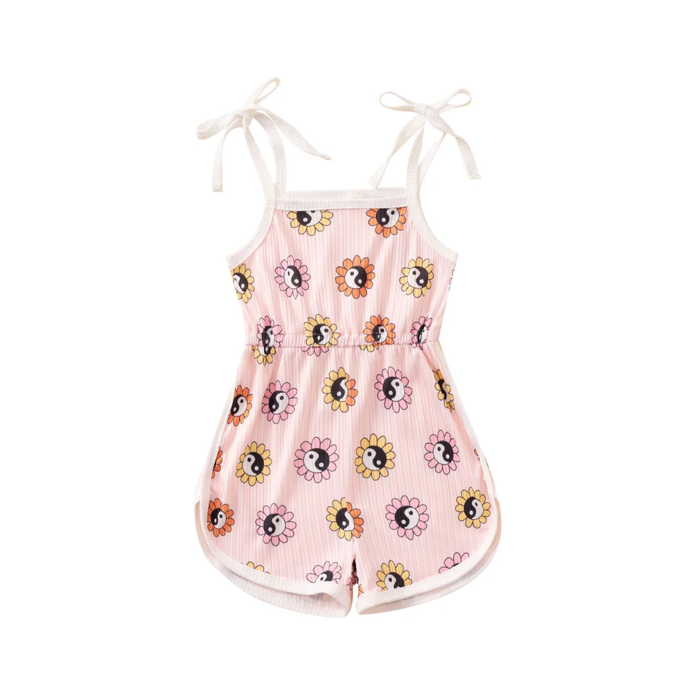 Baby Girls Sling Romper, Summer Sleeveless Off Shoulder Jumpsuit 