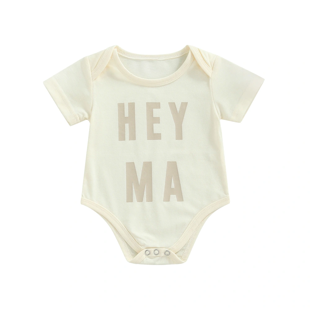 Baby Newborn Romper, Short Sleeve Lettering Jumpsuit Bodysuit