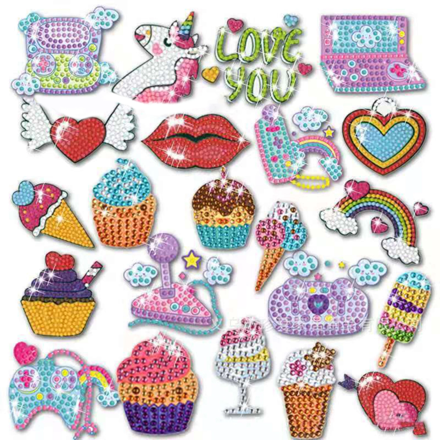 7Pieces/22Pieces Diamond Painting Set, Cartoon DIY Diamond Sticker