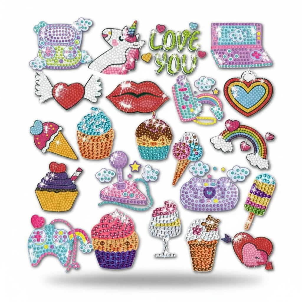 7Pieces/22Pieces Diamond Painting Set, Cartoon DIY Diamond Sticker
