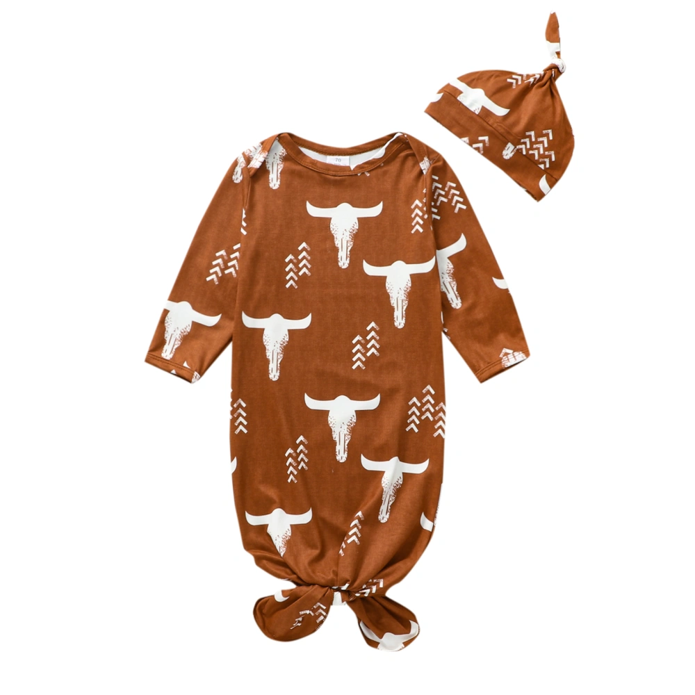 Infant Girls Boys Sleeping Bag Newborn Cow Head Print Swaddle Hat