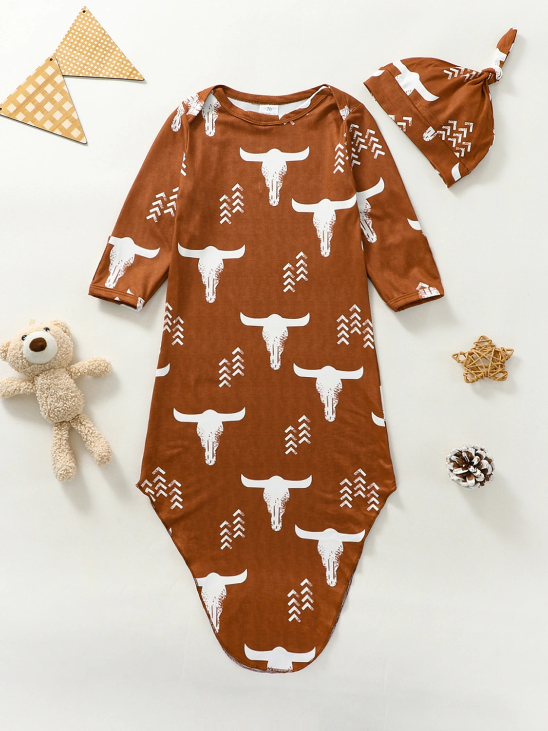 Infant Girls Boys Sleeping Bag Newborn Cow Head Print Swaddle Hat