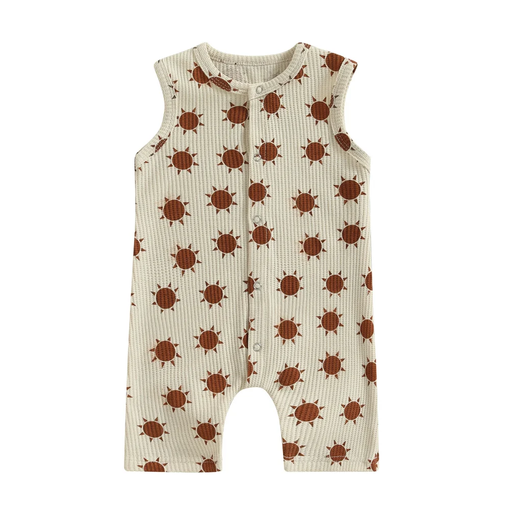 Infant Girls Boys Romper Sun Print Sleeveless Crew Neck Jumpsuits