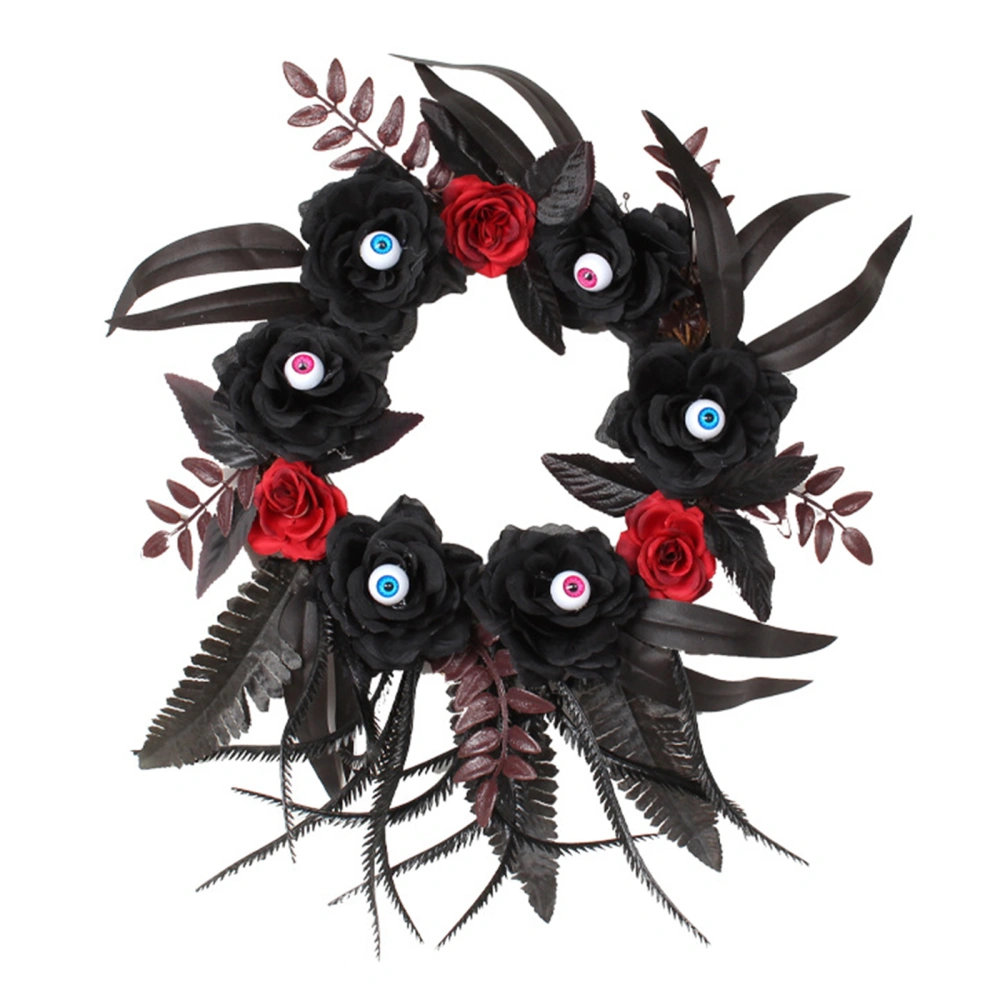 Halloween Wreath for Front Door, Door Wreath with Rose & Eyeballs