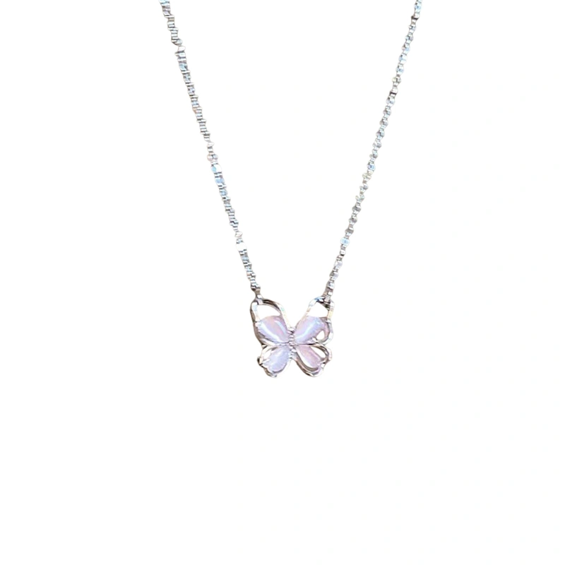 Crystal Butterfly Pendant Necklaces Sweet Clavicle Chain Necklace