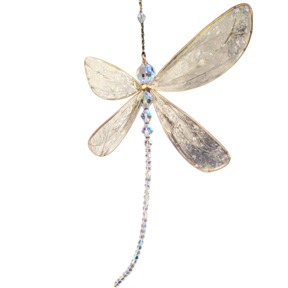 Crystal Pendant Dragonfly Window Wing Metal Wind Chime, Transparent