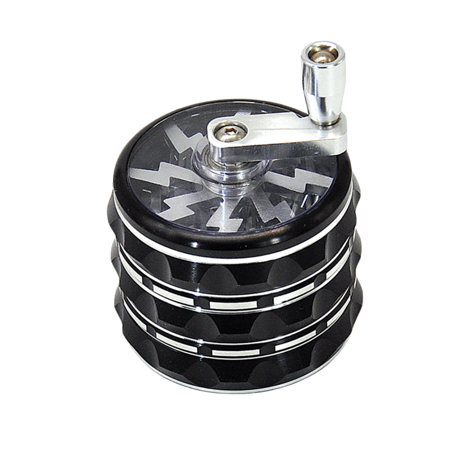Black Hand Operated Sunroof Bacco Grinder, Four Layer Aluminum Alloy