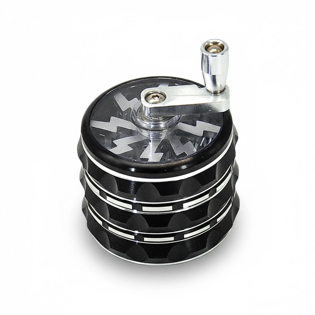 Black Hand Operated Sunroof Bacco Grinder, Four Layer Aluminum Alloy