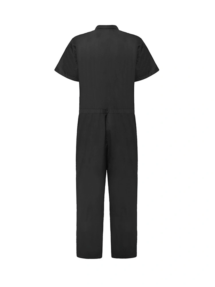 Men’ s Jumpsuit, Solid Color Turn-Down Collar Short Sleeve Romper