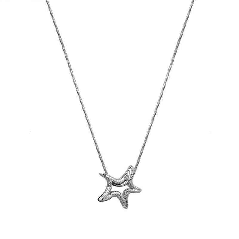 Women Starfish Necklace Charm Chain Sweater Necklaces with Pendant