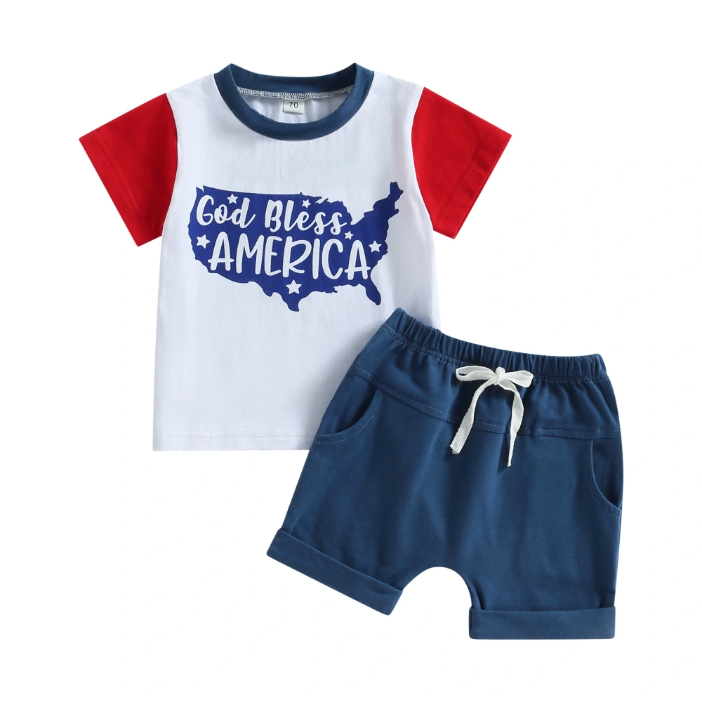 Boys 4th of July Outfits, Short Sleeve Graphic T-Shirt + Shorts