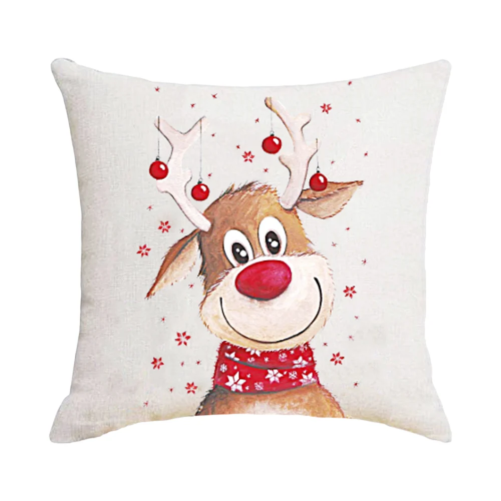 Christmas Throw Pillow Cover Elk Pattern Pillowcase Cushion Cover 