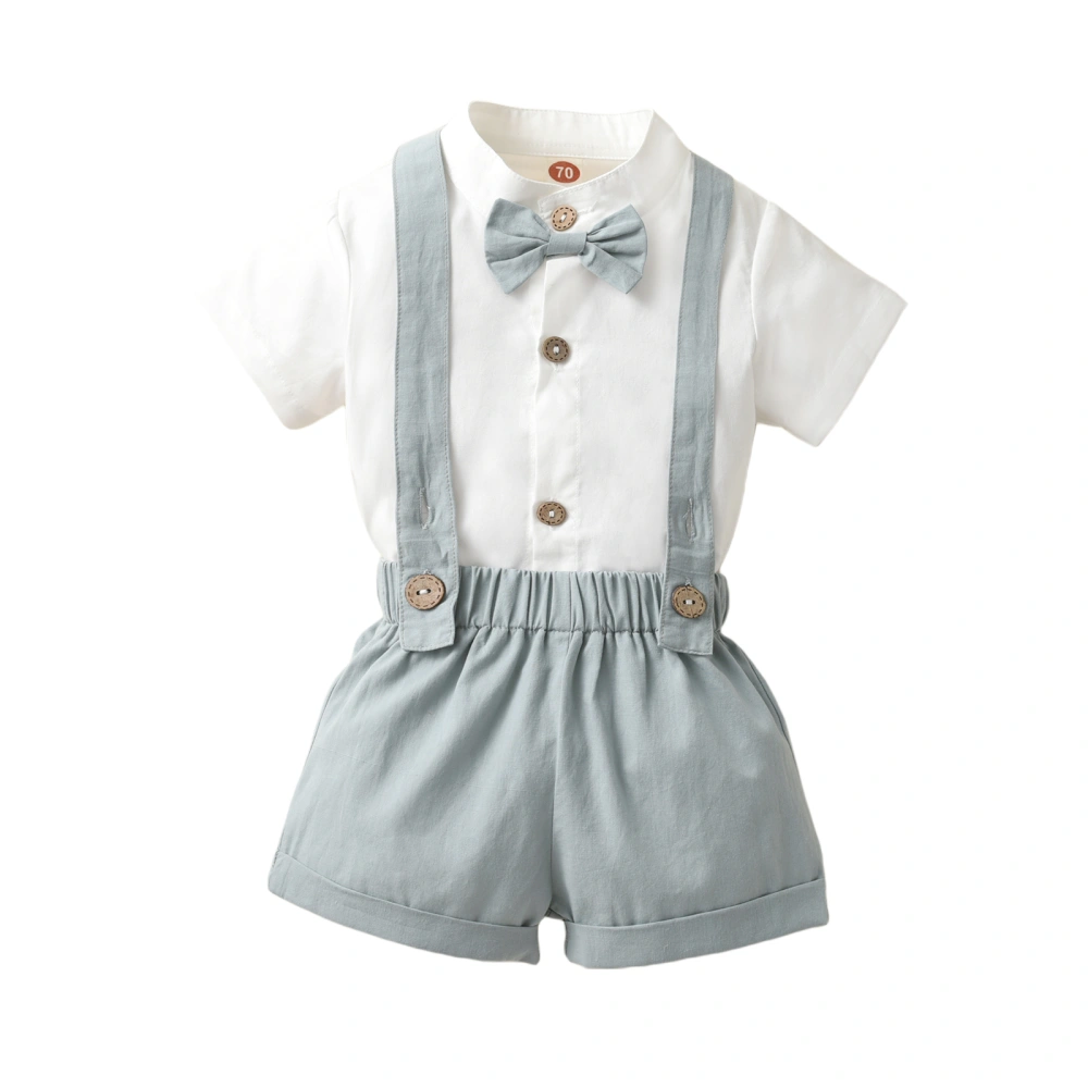 Baby Boys Gentleman Outfit Summer Jumpsuit with Bow Tie and Bib Pants