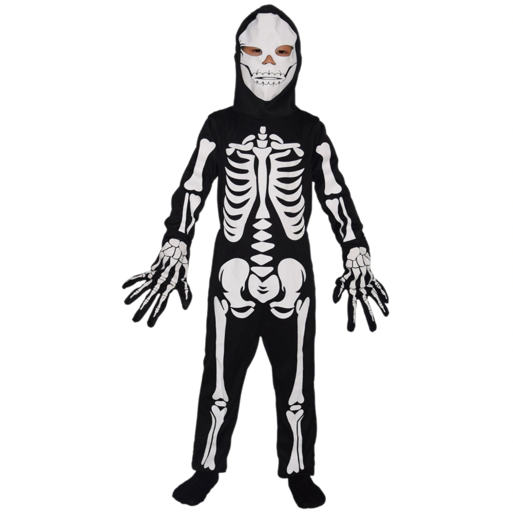 Kids Skeleton Pattern Jumpsuit, Headcover and Gloves for Halloween