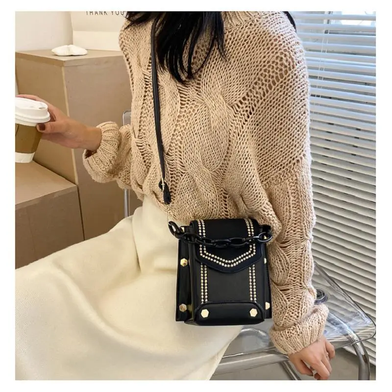 Women Shoulder Bag, Letter Crossbody with Adjustable Strap, Chain Handle