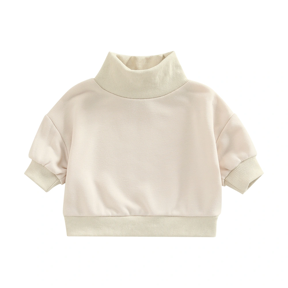 Toddler Kids Casual Tops, Solid Long Sleeve Turtleneck Sweatshirt