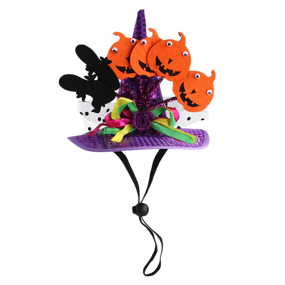 Halloween Pet Hat Cute Pumpkin Sequined Witch Hat Cosplay Pet Supplies