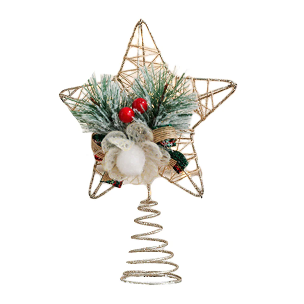 Christmas Star Tree Topper, Rustic Treetop Decoration with Pine Cones