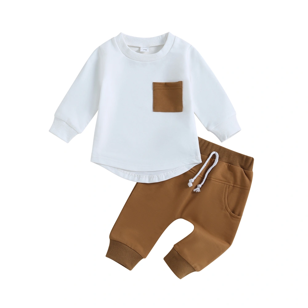 Toddler Boys Long Sleeve Crewneck Tops and Drawstring Pants Sets  