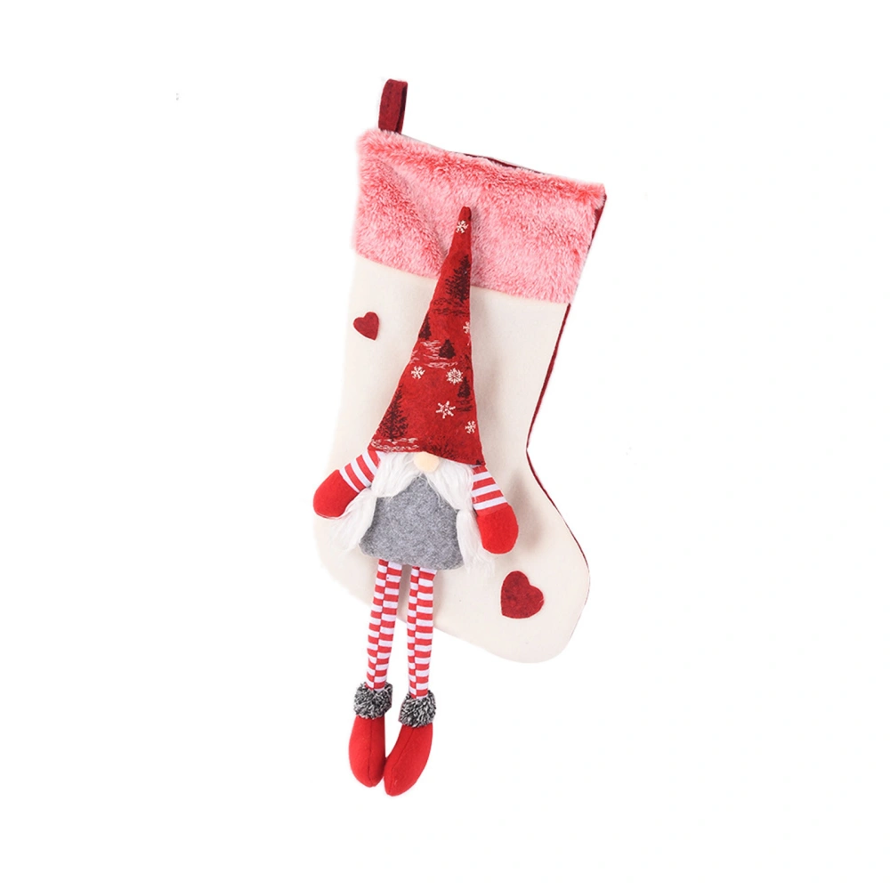 Christmas Faceless Santa Claus Patterns Sock Shaped Gift Bag Ornament