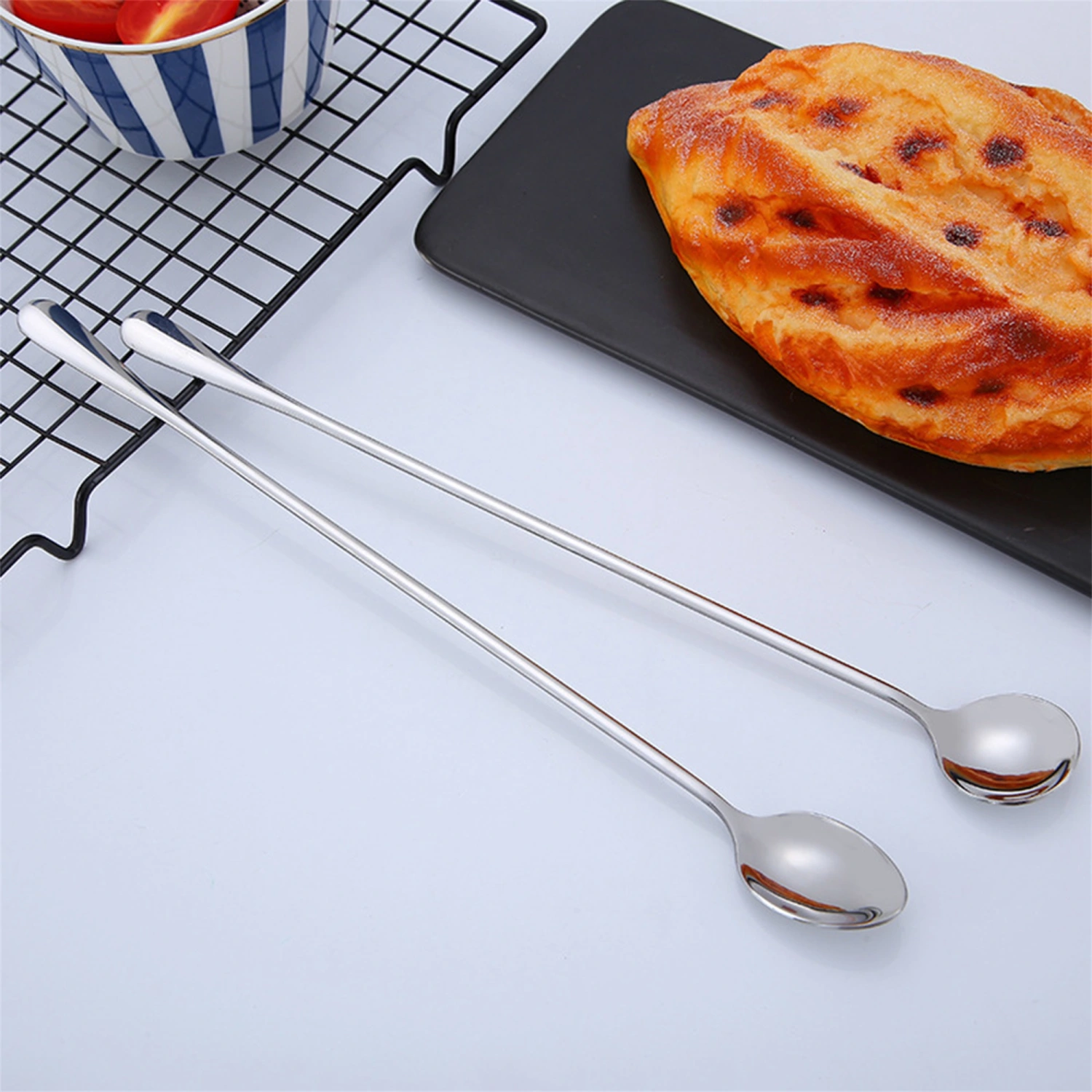 Dessert Spoon with Long Handle, Stainless Steel Kitchen Tool