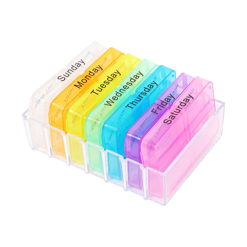 Weekly Pill Organizer 4-Times-A-Day Pill Box Vitamin Medicine Holders