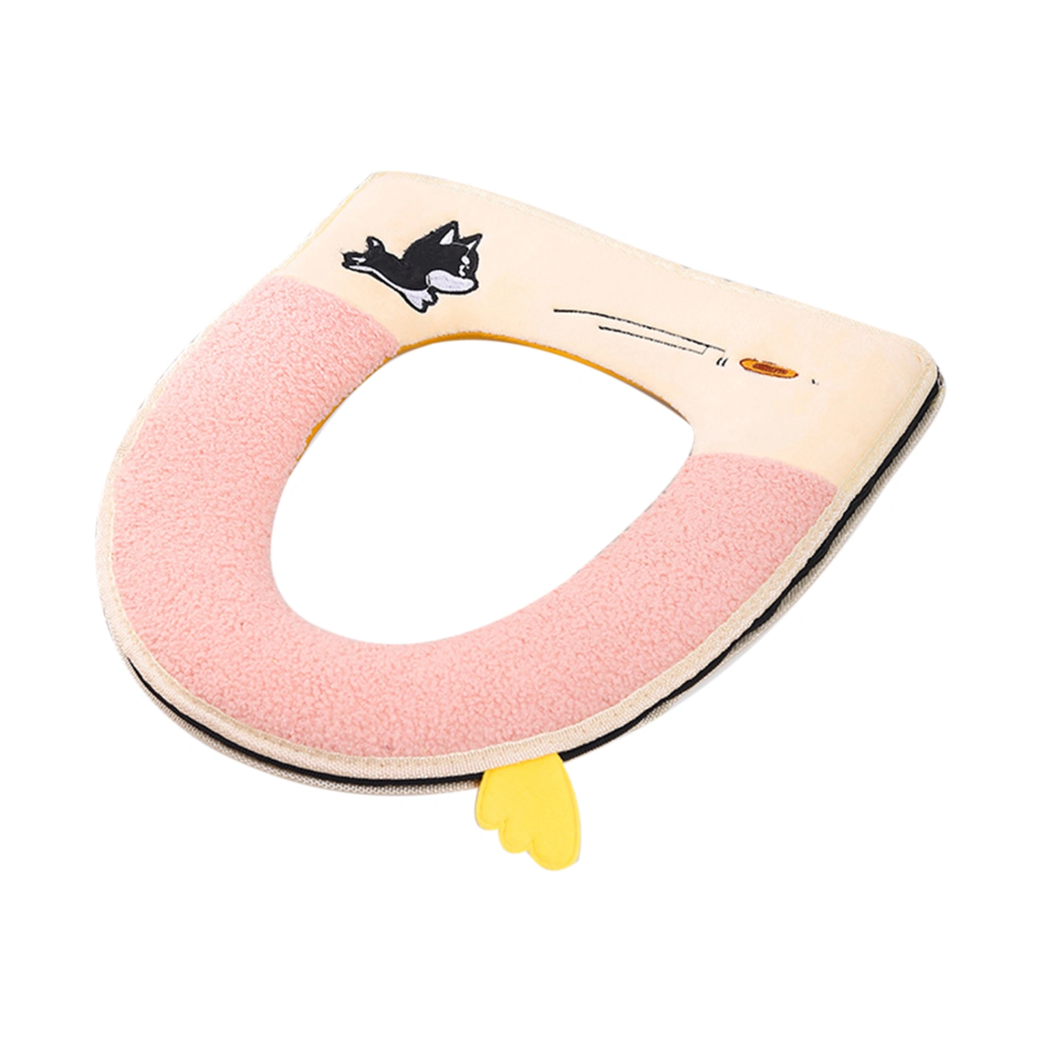 Toilet Seat Cover with Handle, Cartoon Dog Embroidery Universal Size
