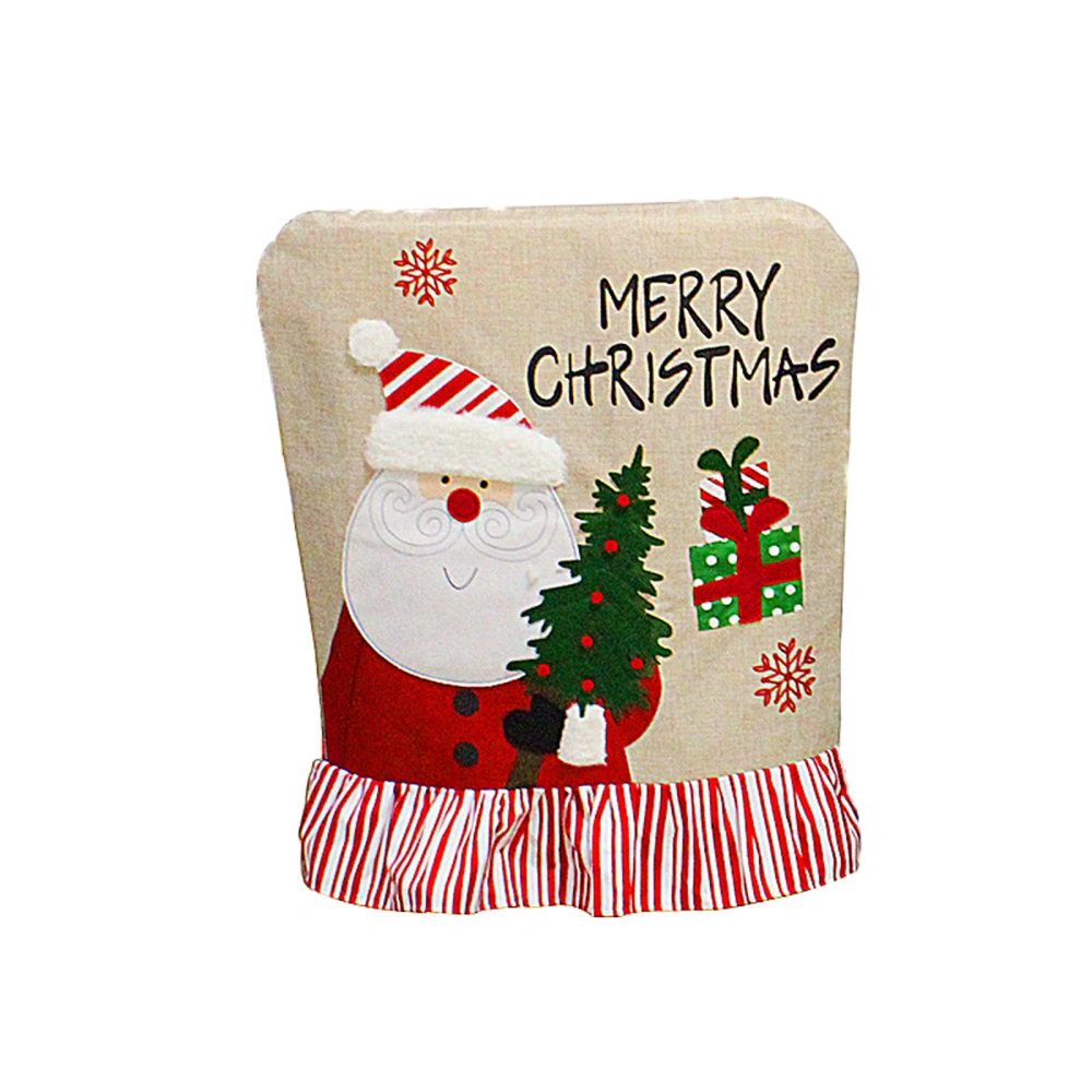 Christmas Chair Cover, Santa Snowman Burlap Dining Chair Slipcovers