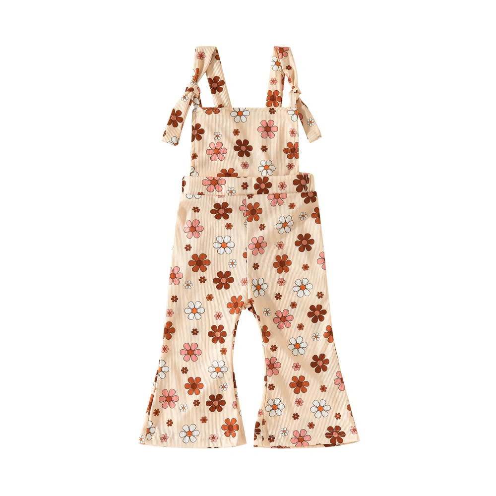 Toddler Girls Jumpsuits Floral Print Sleeveless Flare Pants Playsuits