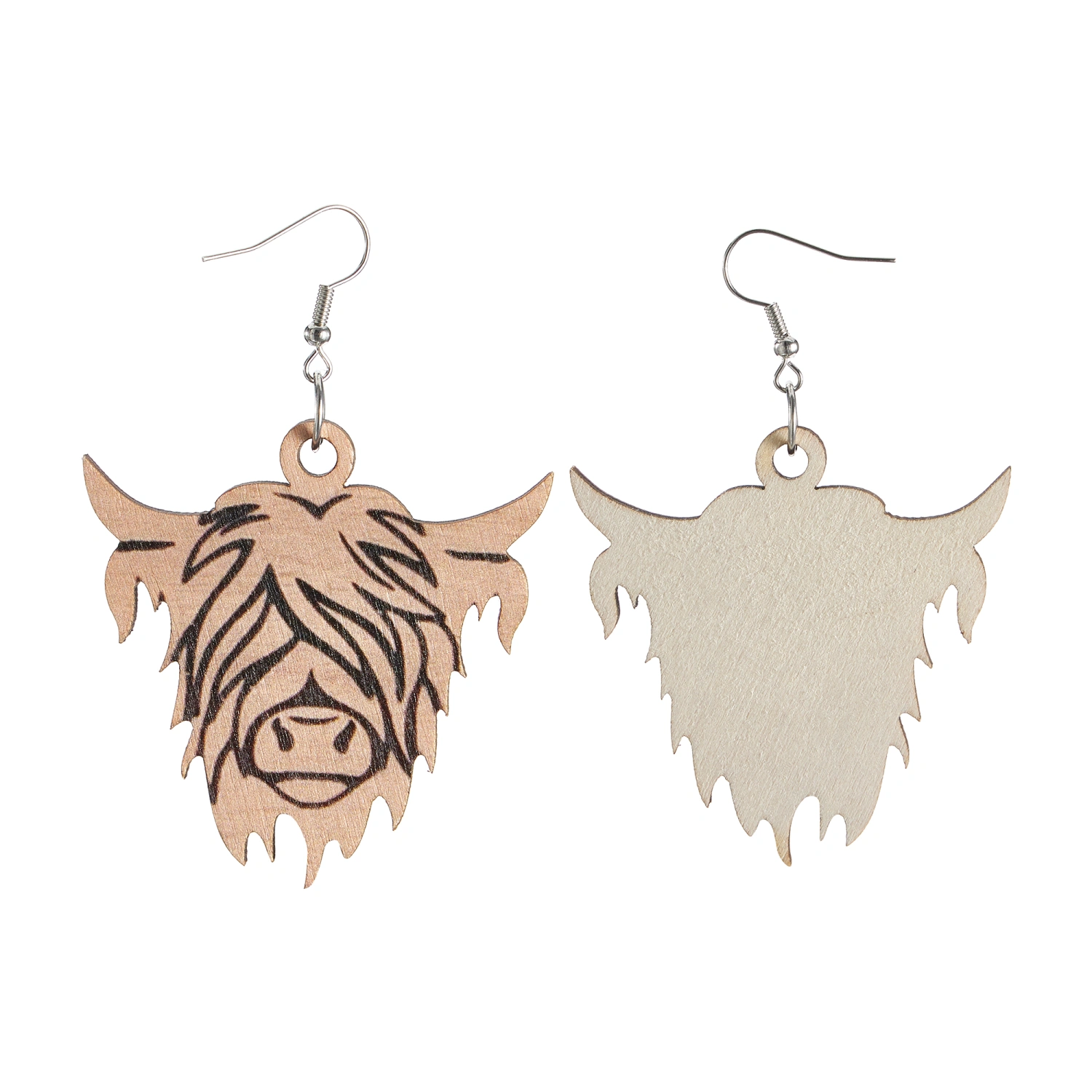 Christmas Dangle Earrings, Cute Highland Cow Drop Earrings for Women