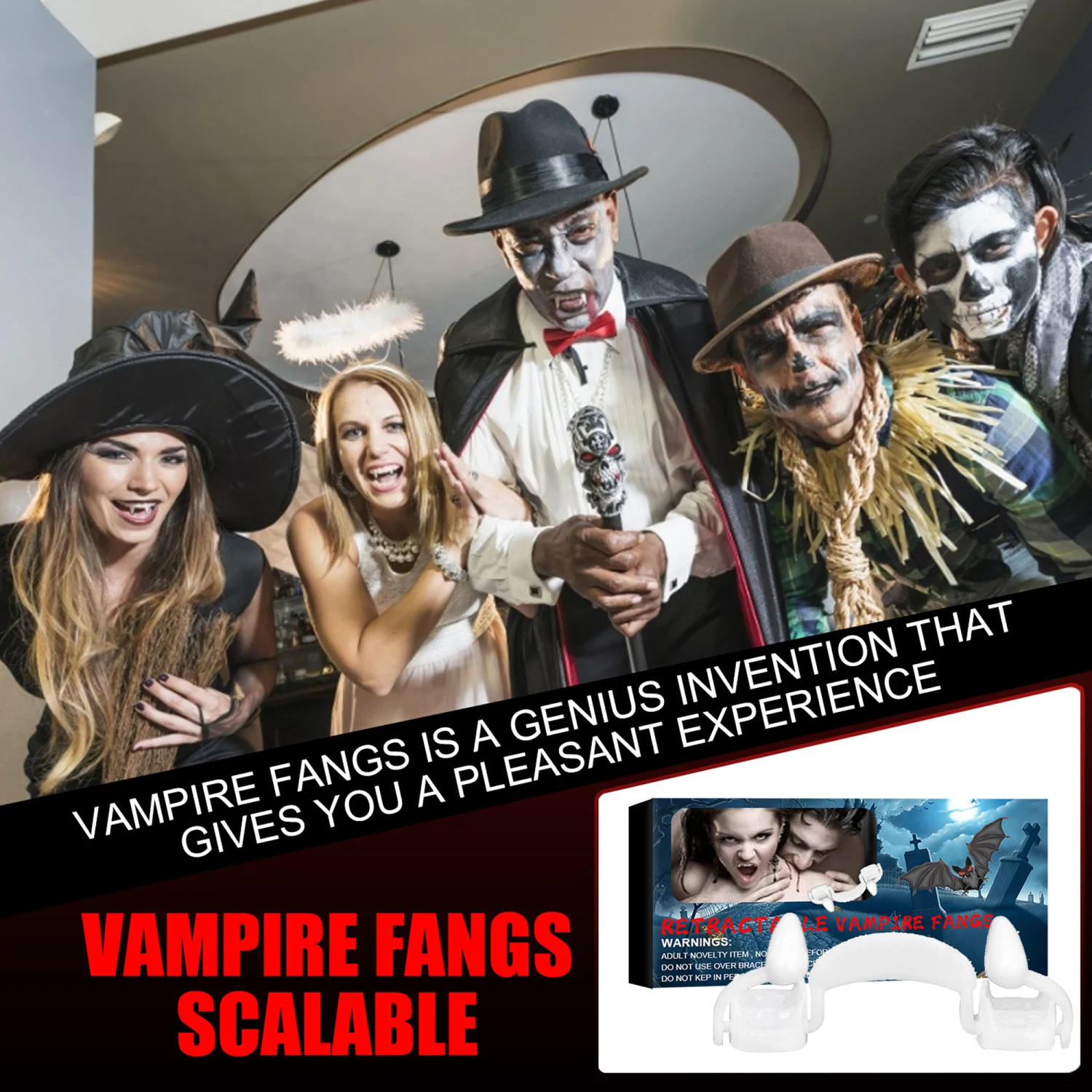 Halloween Retractable Fangs, Holiday Party Prom Props Vampire