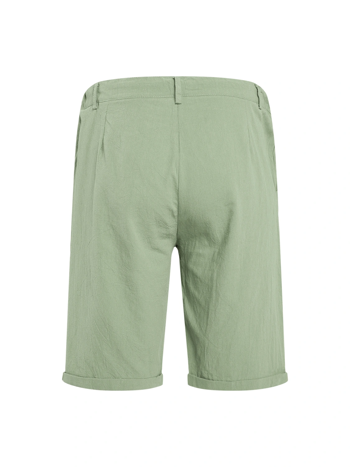 Men’ s Solid Color High Waist Short Pants with Drawstring Pockets