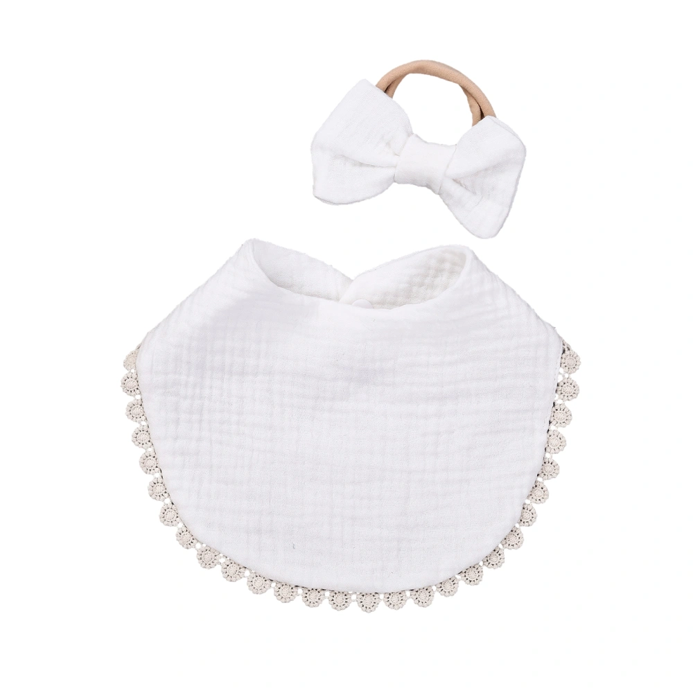 Baby Bib + Hair Band, Tassel Decoration Bow Knot Floral Print