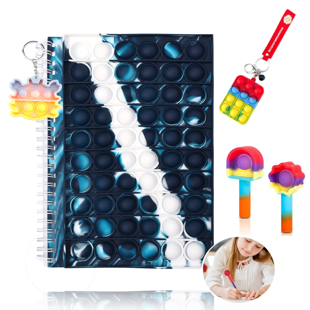 Fidget Toys Set Notebook with Keychain Bubble Toys and Pencil Caps Set